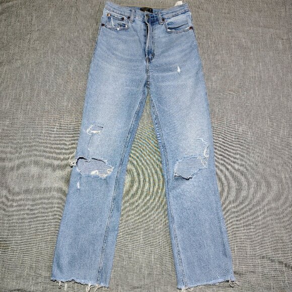 Abercrombie Fitch Jeans Womens Size 26x27 Distressed Ultra High Rise Straight - Picture 1 of 11